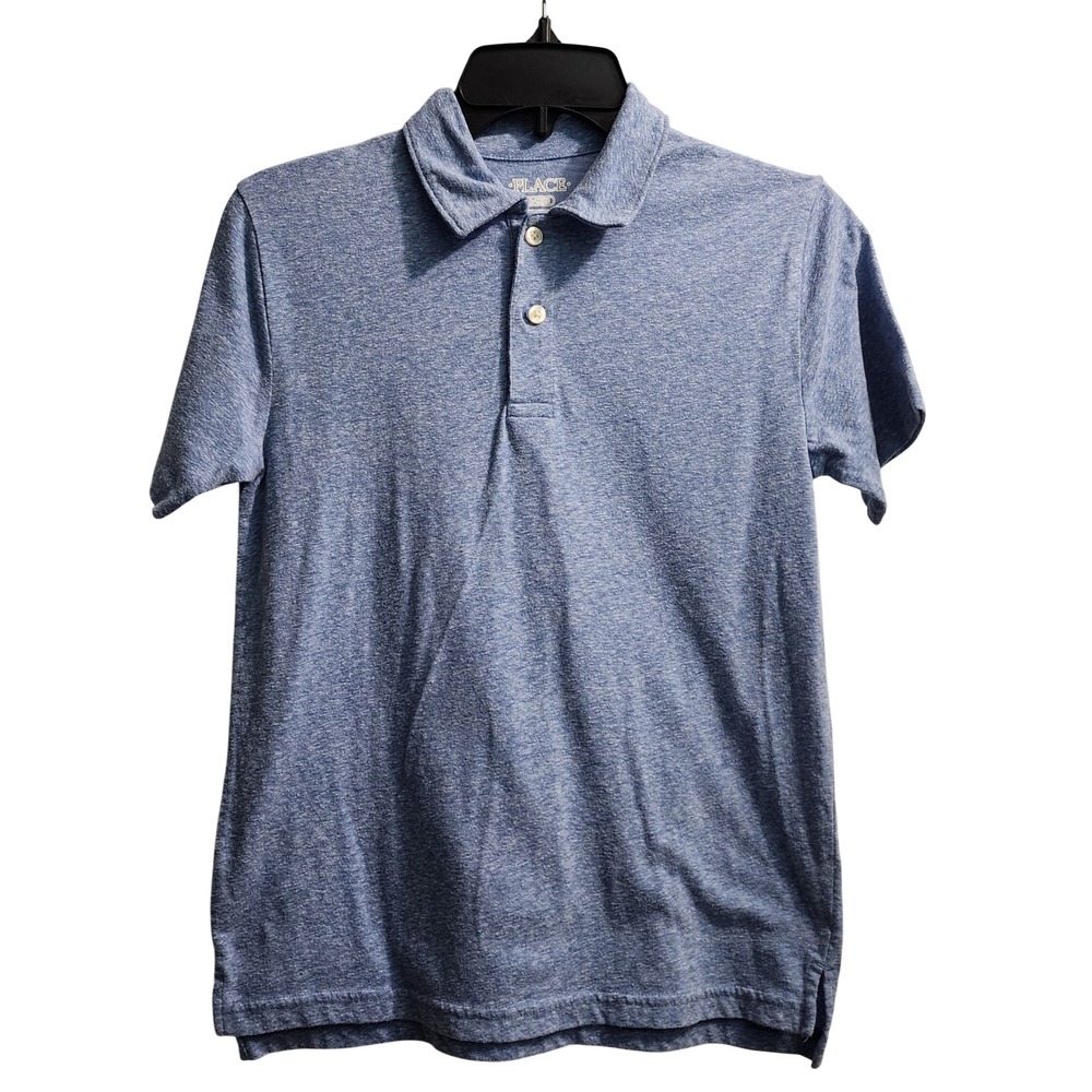 PLACE Polo Shirt Heathered Blue Short Sleeve‎ Casual Top Kids Size L